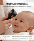 No Touch Forehead Thermometer For Adults Kids And Babies Infrared Temperature Checker With Non Contact Sensing And 1.18 Inch Range For Quick Accurate Readings PT3 Black, black thermometer near baby's forehead