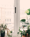 Keyed Entry Door Handle Lever With Lock And Key Interior And Exterior Front Door Hardware Modern Black Finish next to window