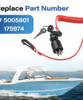 Boat Ignition Key Switch With Safety Lanyard For Johnson Evinrude OMC Outboard Motors 40 200HP Replacement showing part numbers