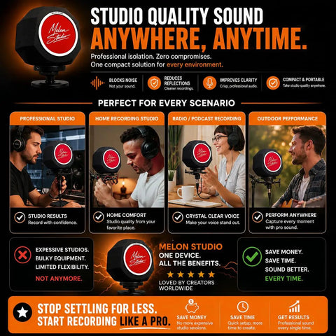 Pro Grade Pop Filter And Mic Isolation Shield For Studio Voiceovers And Podcasts Portable Recording Booth in various setups