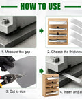 Instructional guide for using Pro Grade 301H Stainless Shim Stock Set, 4 Roll Assortment in precise alignment tasks.