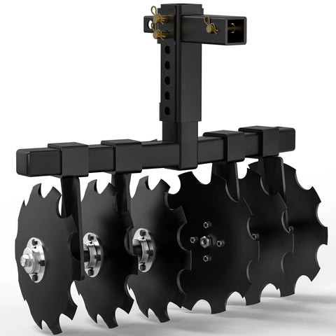 28 Inch Disc Plow Harrow With 2 Inch Receiver For ATV UTV Pull Behind Tiller Black Heavy Duty Ground Prep Tool For Soil Leveling