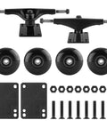 Durable Skateboard Hardware Combo Starter Kit With 52mm Wheels Aluminum Truck Set Bearings And Pads For 7.5 To 8 Inch Decks Black Finish