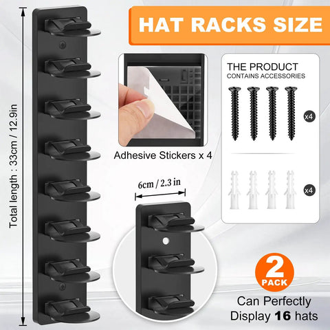 Hella Smooth Two Pack Hat Organizer For Baseball Caps, Wall Mount Cap Rack For Closets, Keeps Your Fresh Fits From Getting Smushed And Super Simple To Grab Every Day