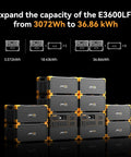 Stack of Massive 3840Wh LiFePO4 Expansion Battery For E3600LFP E3800LFP F3000LFP E2400LFP E1500LFP E1000LFP With Built In BMS.