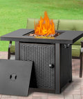 32 Inch Propane Fire Pit Table With Two Drink Holders Lid And Lava Rock 50000 BTU Outdoor Gas Fire Pit For Patio Garden Yard Dining And Backyard Parties