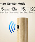 Motion Sensor Night Light Rechargeable Indoor Magnetic Wood LED Wall Sconce highlighting sensor mode in White Ash for bedroom.