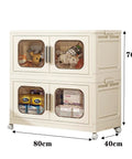 Heavy Duty Plastic Storage Bins With Secure Lids And Smooth Gliding Wheels Foldable Stackable Boxes with toys and snacks visible inside.
