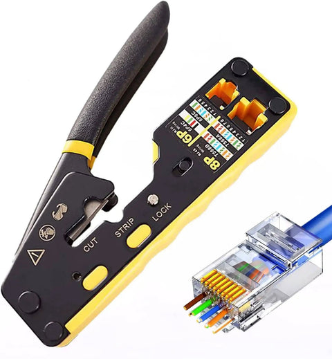 Pro Network Tool Kit With RJ45 Crimp Tool Pass Through Crimper Cat6 Cat5e Cat5 Crimping Tool with Cat6 connector