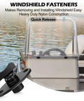 Five Piece Boat Windshield Fasteners Replacement Clips Set For Marine Boats Easy Install Bass Boat Accessory attached to windshield.