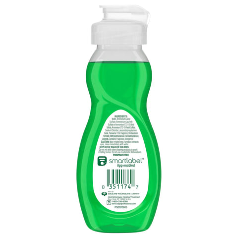 Back view of Original Scent Travel Size Dish Soap in a 3 Ounce Bottle Grease Cutting Liquid Dishwashing Liquid Case Of 72 Green Bottle