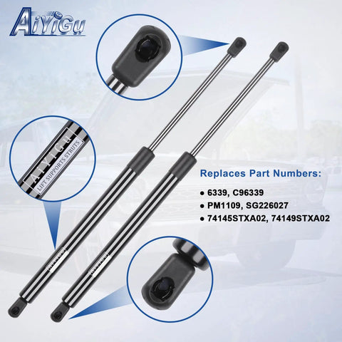 Heavy Duty Front Hood Strut Shock For Acura MDX 2007 To 2013 with steel shaft and plastic ends shown in close-up.