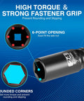 Tough As Nails Half Inch Drive X 24mm Deep Six Point Chrome Moly Impact Socket, showing high torque design and strong grip.