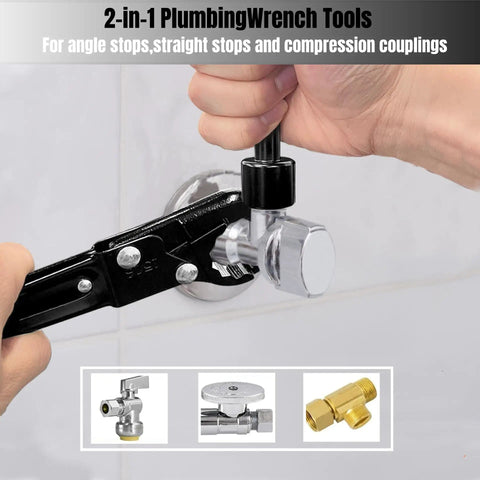 Dual Kwik Tite Angle Stop Wrench Kit For Quick Clean Plumbing Jobs Versatile Plumbing Tool Set For Tightening Supply Nuts And Toilet Valves DIY Friendly Pro Grade Hand Tools