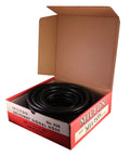 50 Foot Three Eighths Inch Pneumatic Air Hose For Home Shop And Garage in open box, durable black flexible tubing