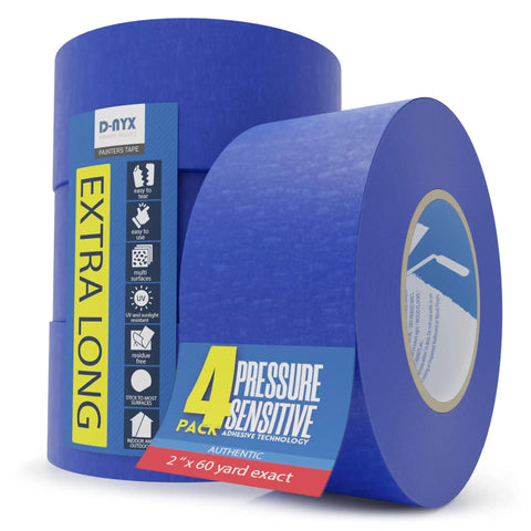 Four Pack Two Inch Painter Tape With Sharp Edge Line Technology Residue Free Multi Surface Blue Masking Tape For Walls Art And Renovation Projects Easy Removal And Clean Edges