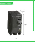 QO240CP 40 Amp Two Pole Circuit Breaker with Plug On Design and Visi Trip Indicator, dimensions 2.91 x 3.11 x 1.50 inches