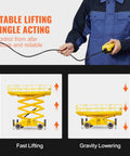 Front view of VEVOR hydraulic power unit, 4-qt capacity, single-acting pump with yellow handheld controller.