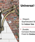 Gold Cast Iron Shelf Brackets Set Of Four, Heavy Duty Half Round Decorative Mounting Brackets displayed for indoor and outdoor use