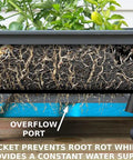 Diagram of City Picker Raised Bed Grow Box With Self Watering System And Improved Aeration Mobile Garden With Casters Slate Finish.