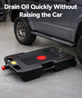 15 Gallon Low Profile Oil Drain Pan For Easy Oil Change 58 Quart Capacity Heavy Duty Automotive Drain Container with car