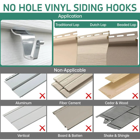 Heavy Duty Vinyl Siding Hooks 30 Pack Stainless Steel Clips No Drill No Hole Needed Outdoor Hangers chart