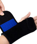 Right Hand Carpal Tunnel Wrist Brace For Men And Women Adjustable Wrist Splint With All Day Comfort open to show blue lining