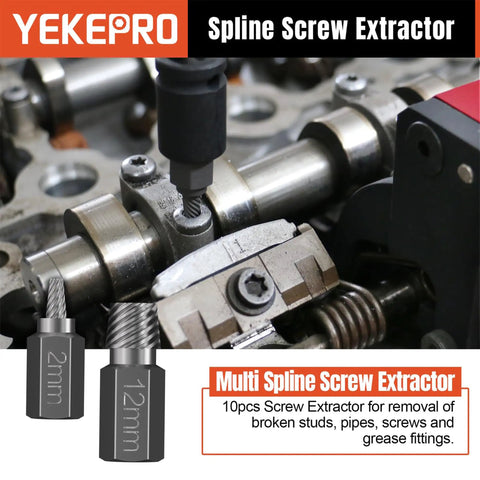 40 Piece Metric Bolt And Screw Extractor Kit With Left Hand Cobalt Drill Bits, multi-spline extractor in engine repair.