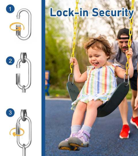 Heavy Duty Kids Swing Seat With 66 Inch Rust Resistant Chains And Secure Quick Links For Swing Set Replacement, girl swinging