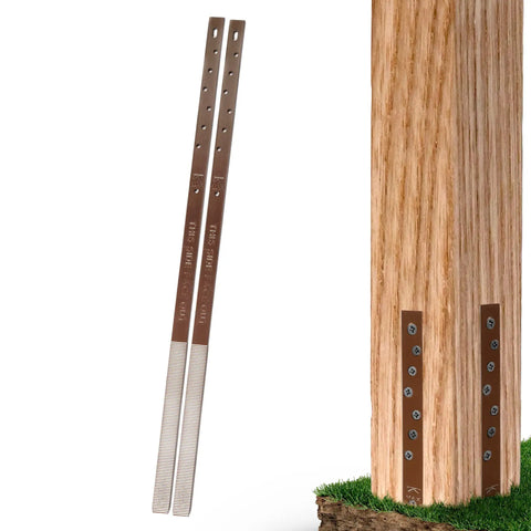 Pack Of 2 Easy Fence Post Repair Kit For Fixing One Broken Wood Post, Quick And Simple To Install With Durable Steel Stakes