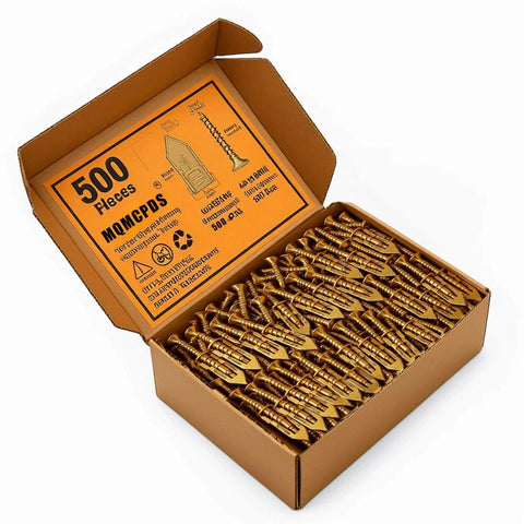 Box of 500 Bulk Self Drilling Drywall Anchors With Screws Kit 500 Pieces Holds Up To 66 Lbs For Picture Frames Shelves Lamps Clocks And More No Drill Needed 0.47x1.57 Inch Size Fits Three Eighths Inch One Half Inch Or Five Eighths Inch Gypsum Wallboard Ideal Home, showing instruction label.
