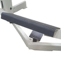 Close-up of 50 Inch Box and Pan Brake with 14 gauge steel capacity, focusing on dual end knob pressure controls and adjustable stop rod.