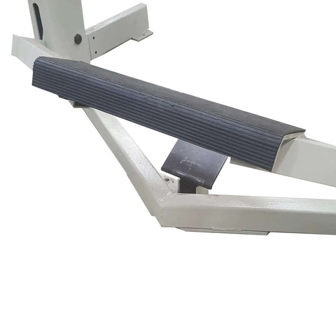 Close-up of 50 Inch Box and Pan Brake with 14 gauge steel capacity, focusing on dual end knob pressure controls and adjustable stop rod.