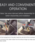 Exhaust hanger removal tool with 25° offset design; heavy-duty pliers with non-slip handle shown in front view.