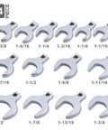 14 Piece Jumbo Crowfoot Wrench Set For 1/2 Inch Drive Chrome Vanadium Steel With Storage Tray SAE Sizes From 1-1/16 To 2 Inches Rust Resistant Mirror Finish