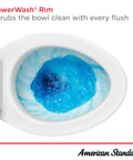 Heavy Duty Two Piece Elongated Toilet Featuring Reliable Powerwash Rim And Comfort Height Design For No Fuss Daily Refresh In Pristine White Porcelain, top view showing PowerWash® rim cleaning bowl.