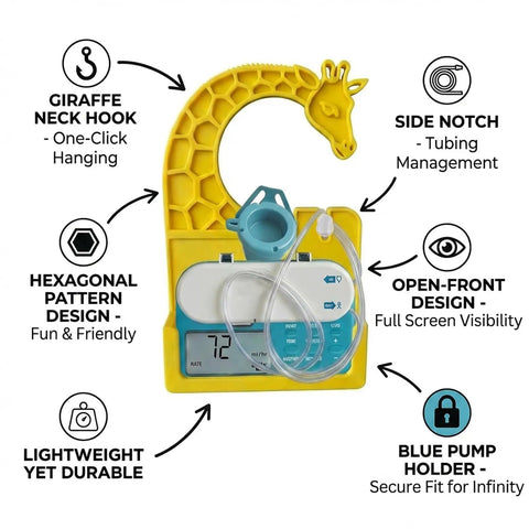 Feeding Pump Organizer For Infinity With One Click Tool Free Install Cute Giraffe Design Holder Tubing Coil Storage.