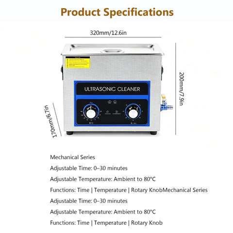 Hype this 6.5L Digital Ultrasonic Cleaner! Front view with controls showing adjustable timer and temperature settings.