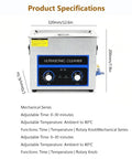 6.5L Ultrasonic Cleaner With Adjustable Temp And Timer For Jewelry Glasses Watches Circuit Boards 180W Deep Cleaning Stainless Steel Tank specifications diagram.