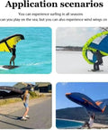 Four images showing different uses of Dope Inflatable Windsurf Wing For Water Sports, including lake, snow, and land settings.