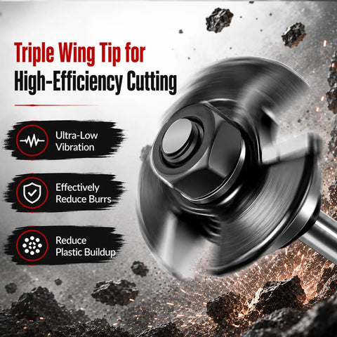 Built Dead Tough Carbide Tipped Router Bit Groove Cutter with triple wing tip for high-efficiency cutting and low vibration.