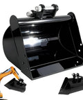 19.7 Inch No Teeth Flat Backhoe Bucket For 0.8 To 1.8 Ton Mini Excavators 500mm Manganese Steel Glossy Black Heavy Duty