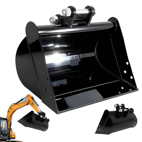 19.7 Inch No Teeth Flat Backhoe Bucket For 0.8 To 1.8 Ton Mini Excavators 500mm Manganese Steel Glossy Black Heavy Duty