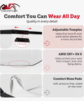 Anti-Fog Safety Glasses With Scratch-Resistant Wraparound Lenses, focus on adjustable temples and comfort nose pads.