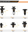 Universal Plastic Fender Clips Kit 200 Pcs Push Bumper Fasteners Rivet Clips With 6 Sizes For Auto Body Bumper Fender Trim