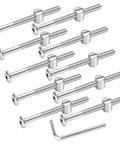 Rock Solid M6 X 80mm Flat Head Socket Head Screws And Barrel Nuts With Hex Allen Wrench For Furniture Assembly Heavy Duty Carbon Steel Hardware Bolts 10 Piece Set on white background.