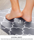 Feet stepping on Anti Fatigue Kitchen Mat Cushioned Comfy Ergonomic Comfort Floor Mat Non Slip Waterproof For Kitchen Sink Laundry Home Office Grey 17.3 Inch By 28 Inch Great For Standing Tasks And Long Cooking Sessions.
