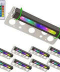 Eight Pack Seven Inch LED Rotatable Wall Lights For Outdoor Steps And Landscape Lighting with remote control and color options
