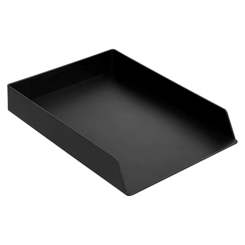 Rectangular Desk Organizer Letter Size Document Tray Two Pack Black Heavy Duty Plastic Stacking Caddy Keeping Office Files Tidy With A Hasslefree Setup And Zero Paper Stress