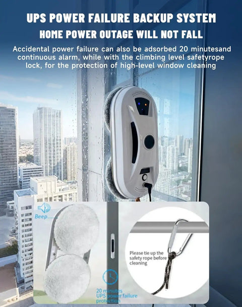 Automatic Window Cleaning Robot With AI Navigation And Edge Detection, Powerful Suction For High Rise Glass And Large Bay Windows.